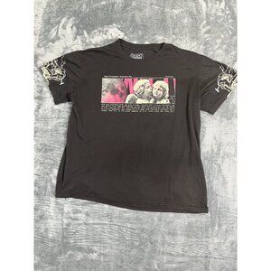 Fresh Laundry Graphic T-Shirt Black Angels & Moon Print XL 65% Poly/35% Cotton